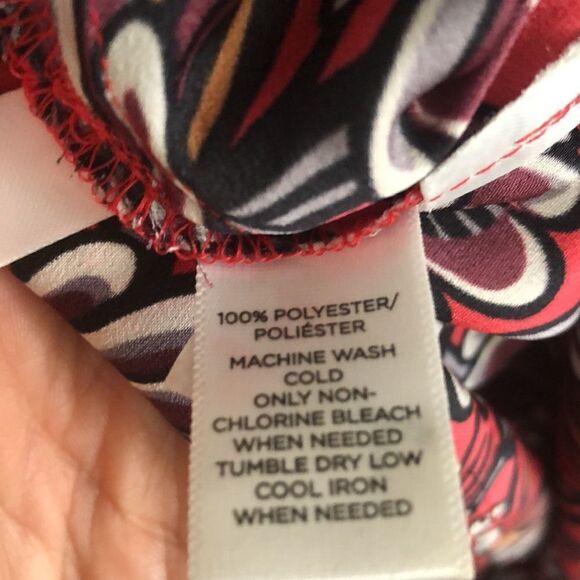 LOFT Long sleeve red floral print shift dress. Size XS - Picture 6 of 7